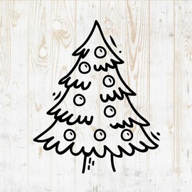 Christmas Tree Decals Peel and Stick - Wall Vinyl Decals Stickers - Ornament Snowflake Reindeer Santa Claus Holly Angel Silhouette - Car Window Truck Laptop Tumbler - Shop Store Room Decor DWSV15120