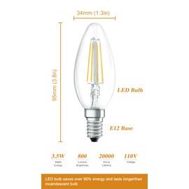 6-Pack E12 C35 Dimmable Lightbulbs
