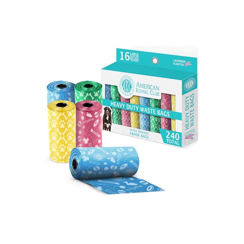 AKC - Bolsas para excrementos de perro, 240 bolsas de