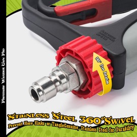 Pressure Washer Short Gun, 5000 PSI/10.5 GPM High Power Washer Spray Gun with 5 Nozzle Tips, 3/8'' Swivel Quick and M22-14mm Connect for Foam Cannon Car Wash