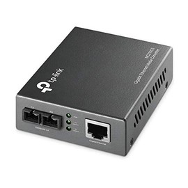 TP-Link Gigabit SFP to RJ45 Fiber Media Converter | Fiber to Ethernet Converter | 10/100/1000Mbps RJ45 Port to 1000Base-LX Single-Mode Fiber (MC210CS) Grey
