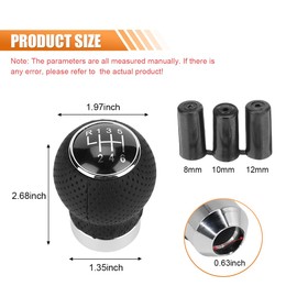 LAINLOY Car Shift Knob, 6 Speed Car Transmission Shift Head, Black Leather Shift Handle, Universal Shift Knob Lever Kit, Automatic or Manual Transmission Gear Shift Knob (Black 6-Stop R, Round)