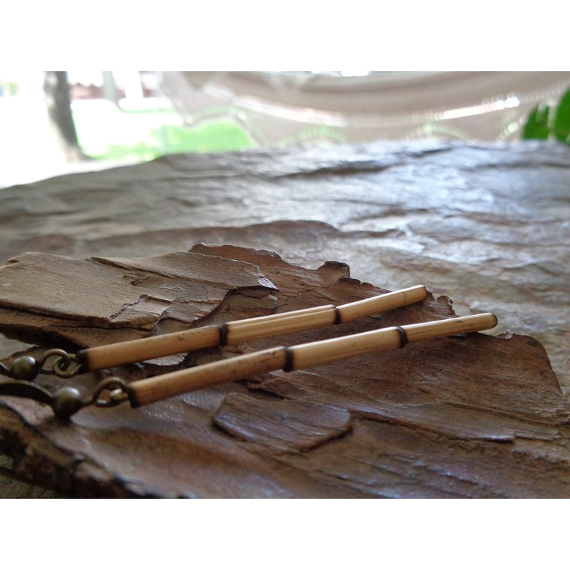 LANGE HOLZ & ETHNO OHRRINGE Bambus Ohrringe in bronze