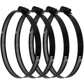 Jersvimc 4Pcs 5 Inch Hose Clamp(Adjustable Range 105-127mm), Stainless Steel Duct Clamps Metal Screw Clamp Black Worm Gear Hose Clamp for Pipe Tube Automotive