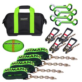 Mimanchi 2"x16" Replacement Sewn Eye Loop Short Strap, 4Pack, Heavy-Duty Dog Bone Tow Truck Straps with Loops, for use with 8 Point Car Tie Down Kit, Axle Tie Down Straps