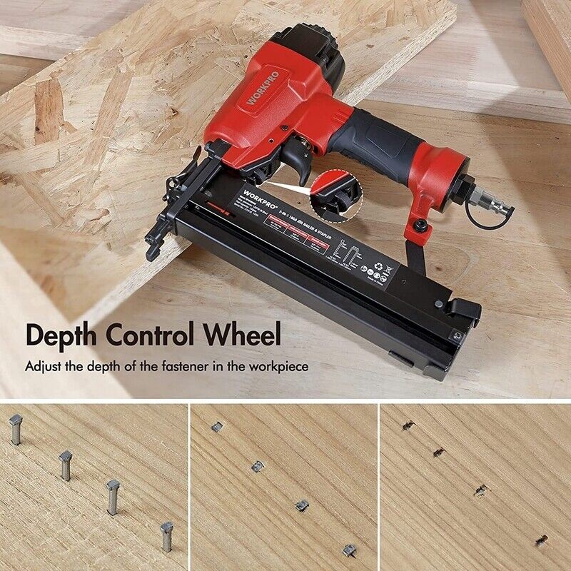 WORKPRO 18 GA 2-in-1 Pneumatic Nail Gun Brad Nailer Crown