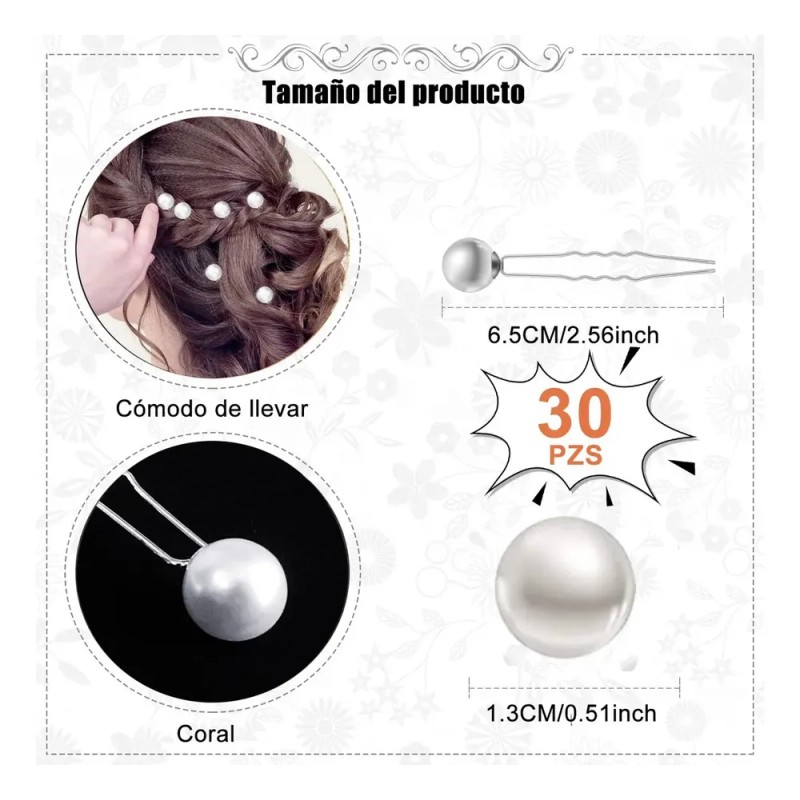 60pcs Horquilla Cabello Accesorios Pelo Boda De Flores Mujer