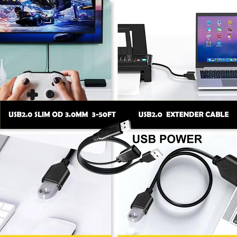 Long USB 2.0 Extension Cable 30FT with Power,Long USB2.0 A