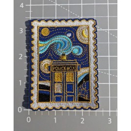 Unbranded Doctor Who Patch Tardis In Starry Night Space Nerd Embroidered Iron On 2.5"x3.5"