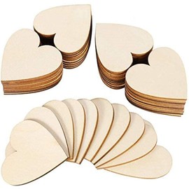 Miuse Wooden Hearts Wedding Pack of 50 50 mm Wooden Hearts Deco Discs for Guest Book Labelling DIY Craft Embellishments Natural Wood Discs