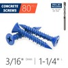 SANJODS 3/16" x 1-1/4" Concrete Screw Anchor, Blue Flat Head