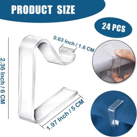FOEEORT 24 PCS Table Cloth Clip, Plastic Transparent Picnic Tablecloth Clips Large Windproof Transparent Table Clips, Suitable For Christmas, Family Wedding Party, Indoor And Outdoor Camping