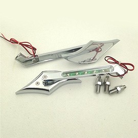 XKMT-Chrome Diamond Shape LED Turn Signal Integrate Mirrors Compatible With All Kawasaki Suzuki Cruiser Bikes CBR Ninja GSXR Hayabusa [B019DN3QFU]