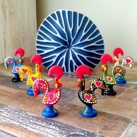 2 Inch Good Luck Portuguese Rooster Barcelos Metallic Figurine for Kitchen Décor - Set of 6