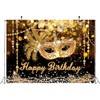 Masquerade Happy Birthday Backdrop Crystal Feather Mask Mardi Gras Photography