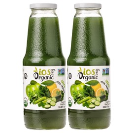 IOS Love Organic Juice - USDA Organic Certified - Cold Pressed, No Added Sugar, No Water, No Artificial Colors, No Preservatives, No Flavors Added, No Gluten - 33.8 Fl Oz (Green, Pack of 2)