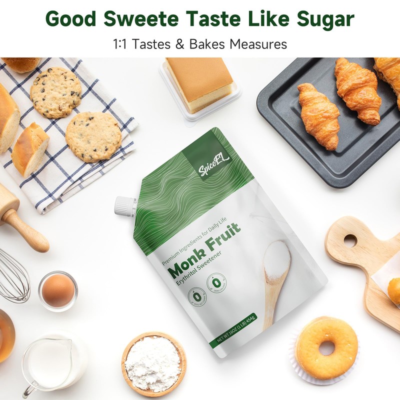 SPICEEL Value-Size Monk Fruit Sweetener with Erythritol | Bulk White