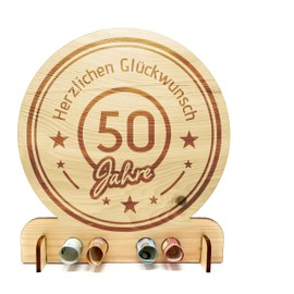 myZirbe Engraved Swiss Pine Wood Disc – Size 22 cm – Gift for Anniversary, Birthday, Anniversary – Congratulations, Colour: 50 Years