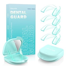 Protector antimolienda, protector bucal para dormir, paquete de 4/2 protectores nocturnos dentales moldeables, 2 fundas protectoras bucales de espejo 