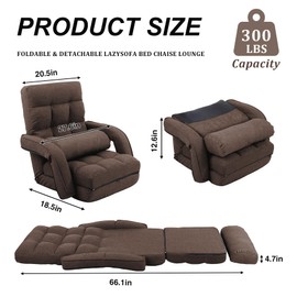 Adjustable Floor Chair for Adults with Back Suppor,5-Position Folding Lazy Sofa with Pillow, Gaming & Meditation Chair with Breathable Fabric - for Living Room, Bedroom, Office,Balcony (Brown)