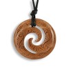 Island Piercings Handmade Koru Maori Design Wooden Pendant with Ribbon