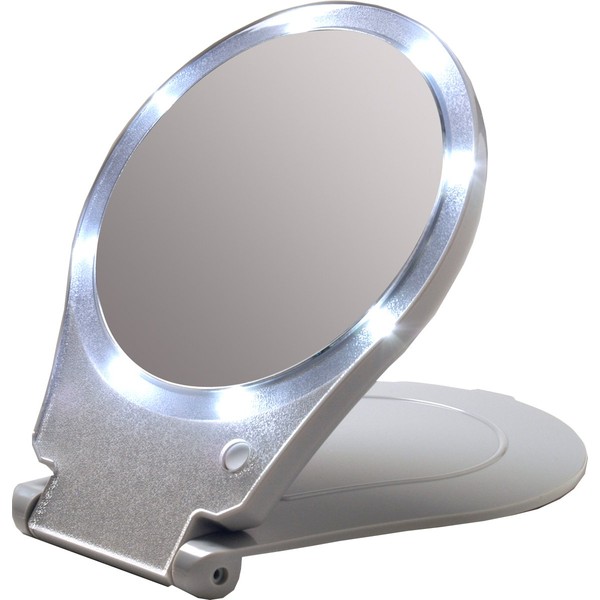 Floxite Tabletop Mount LED Lighted Travel and Home 10x Magnifying Mirror