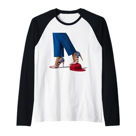 Kamala Harris With High Heels Stepping On Red Hat Raglan Baseball Tee