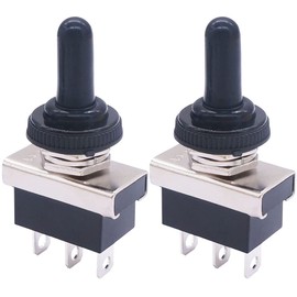mxuteuk KN3D-123 Momentary Toggle Switch 12V 25A SPDT (ON)/OFF/(ON) 3-Pin 3 Position Waterproof Toggle Switch with Waterproof Cover for Car Car