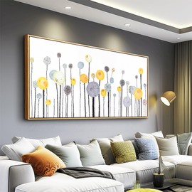 MHARTK66 Large Canvas Wall Art - Wood Framed Decor for Living Room, Bedroom, Office - Boho Watercolor Flower Painting - Abstract Artwork Ready to Hang - Modern Mural