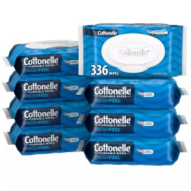 Cottonelle FreshFeel Flushable Wet Wipes for Adults 8 Flip Top Packs 42 Per Pack