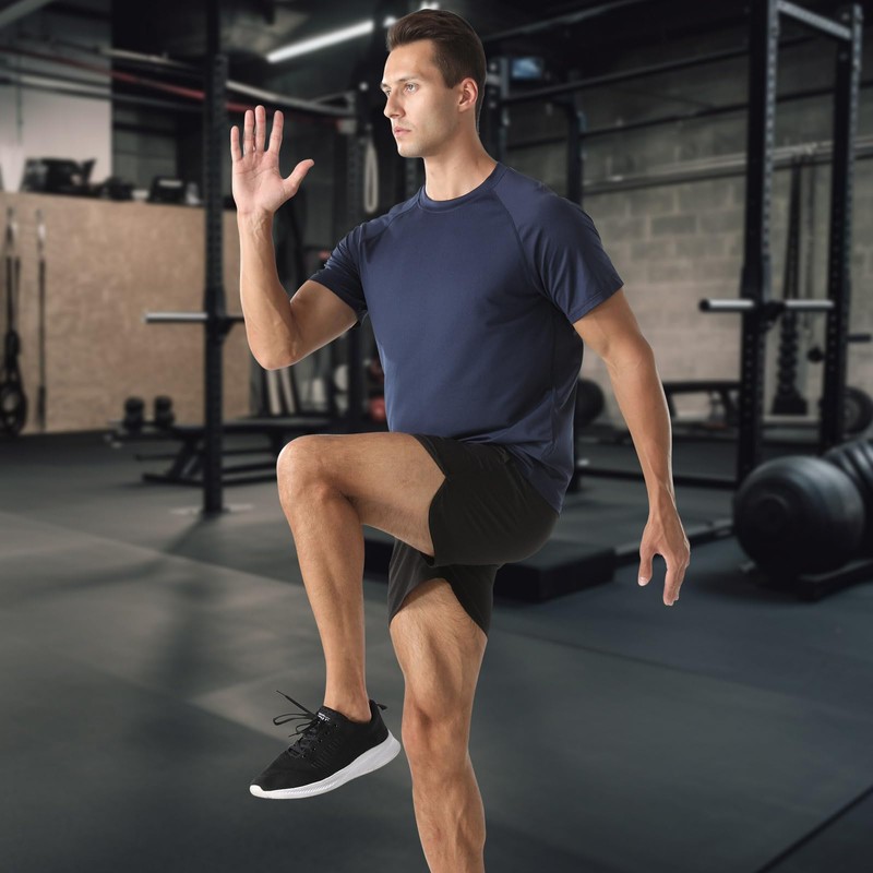 HYCOPROT Men's Quick Dry Workout Shirts - Moisture Wicking Short