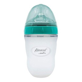Evenflo Advanced Biberón Soft & Natural, Silicón, Color Teal/Turquesa, 240ml, 8 Oz, Mamila de Flujo Medio, Válvula Anticólicos
