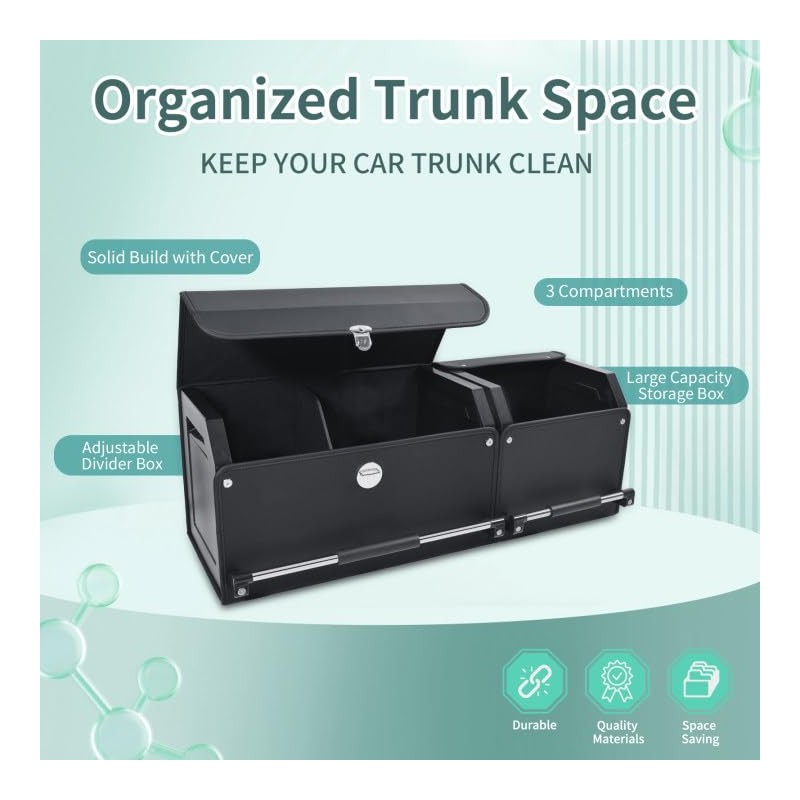 XCF Car Trunk Organizer, Collapsible Leather Car Trunk Storage Organizer