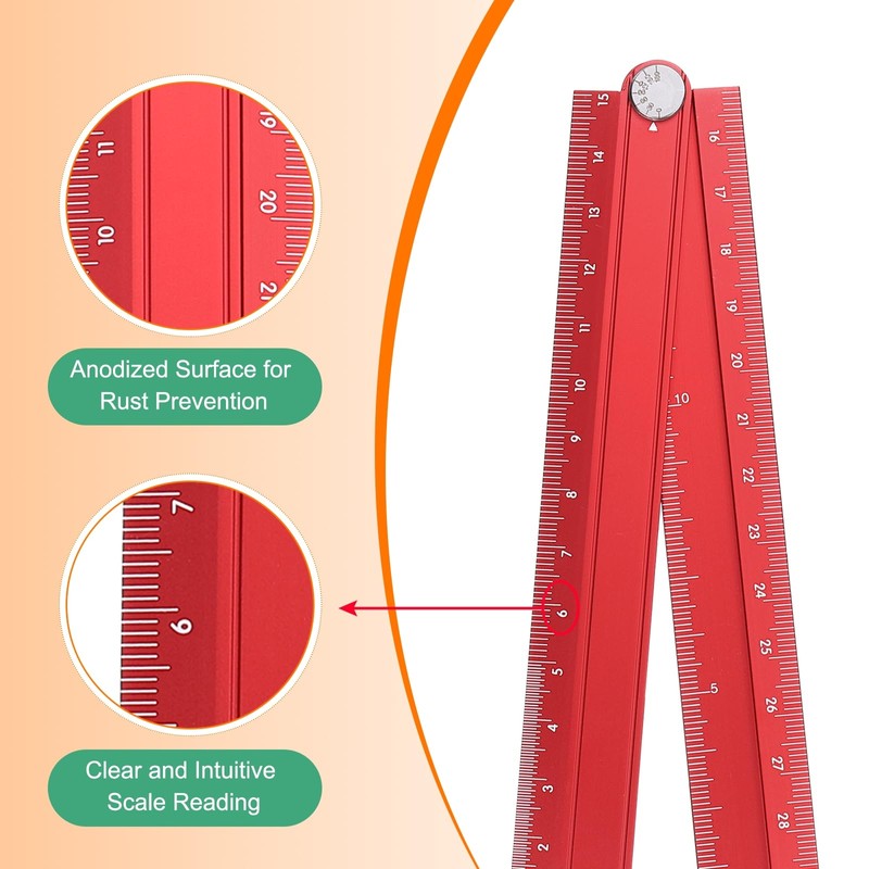sourcing map 2pcs Folding Straight Ruler 30cm Metric Aluminum Alloy