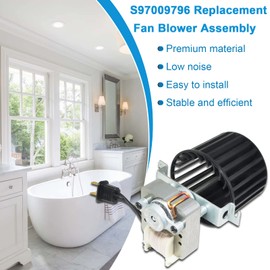 Upgraded S97009796 Replacement Fan Blower Assembly for Bathroom Bulb Heaters Broan 162-E、G、J、K、L、M and 164-E、G、J、K、L、M, Replaces Part Numbers 97009796, S97009758, S97009796B