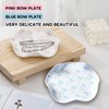 WEIMU 2pcs Ceramic Bow Spoon Rest Pink and Blue Cooking
