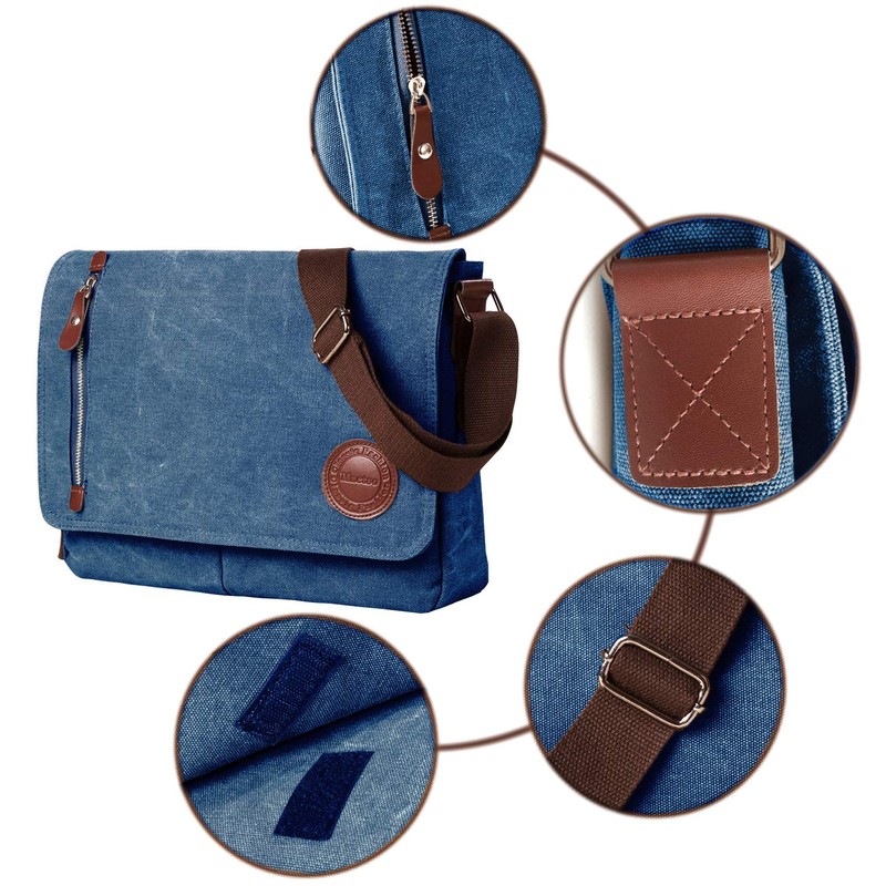 Bolsa de mensajero de lona clásico para hombres y mujeres,