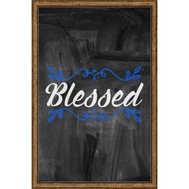 Blessed Thankful For This Life Grateful Happiness Vine Flower Chalk Board Wall Art Decor Funny Gift Large 8 x 12 Inch Sign