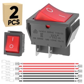 2-Pack UL Listed Rocker Toggle Switch with Wire and Red Light, ON/Off DPST 4Pin Heavy Duty 20A Illuminated Lighted Boat Switches for Home Auto Car Marine Boat, RK1-01