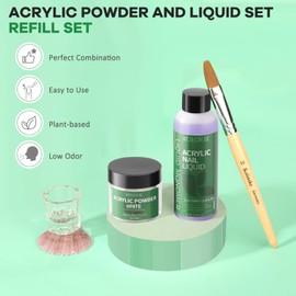 Acrylic Nail Kit- White Acrylic Powder and Liquid Set with Kolinsky Nail Brush Long-lasting Non-yellowing Salon Quality Results at Home