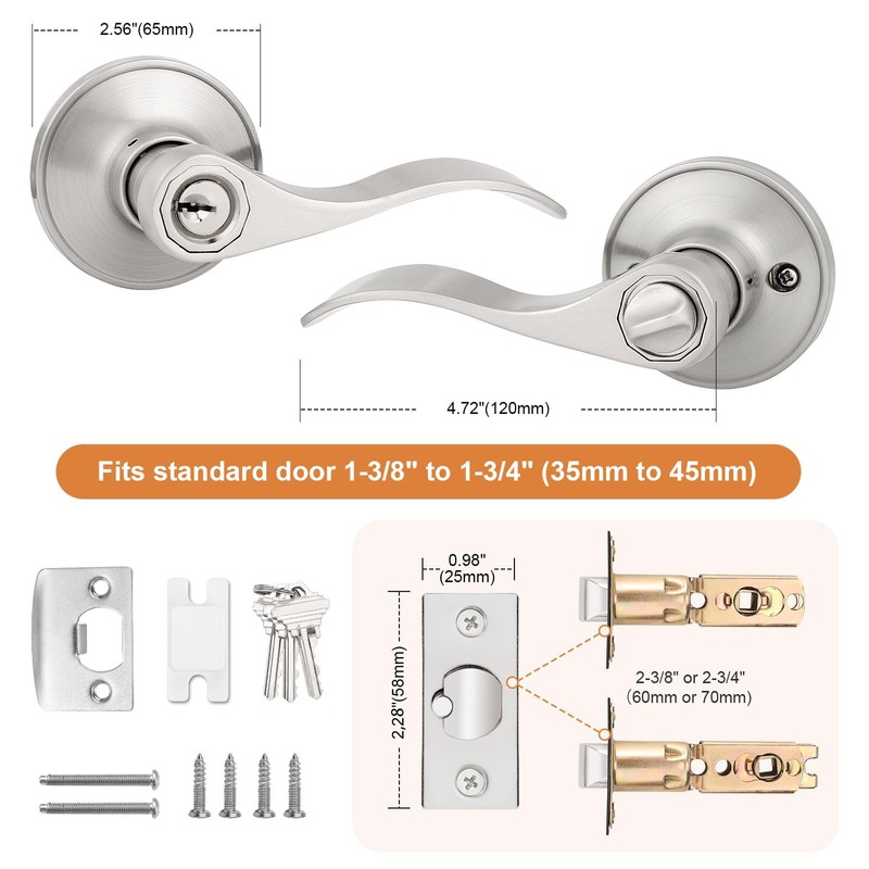 Probrico (4 Pack Wave Style Keyed Alike Entry Levers, Keyed