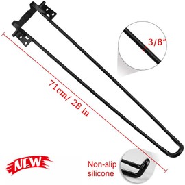 KONKENIE 28" Hairpin Table Legs Height Foldable 4Pcs/Set Folding Metal Legs 3/8" Portable Stand for DIY Coffe Desk Table Mini Desk Black,Max.Load50kg