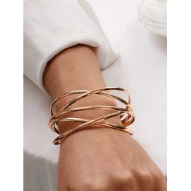 Arm Bracelets for Women Gold Upper Arm Cuff Jewelry Multi-Layer Adjustable Bracelet for Girls (Rose Gold)