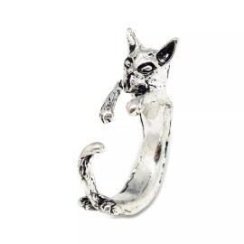 LZD Alloy Cuff Finger Ring Wolf Adjustable Antique Silver Size 7 Adjustabl 17mm P426