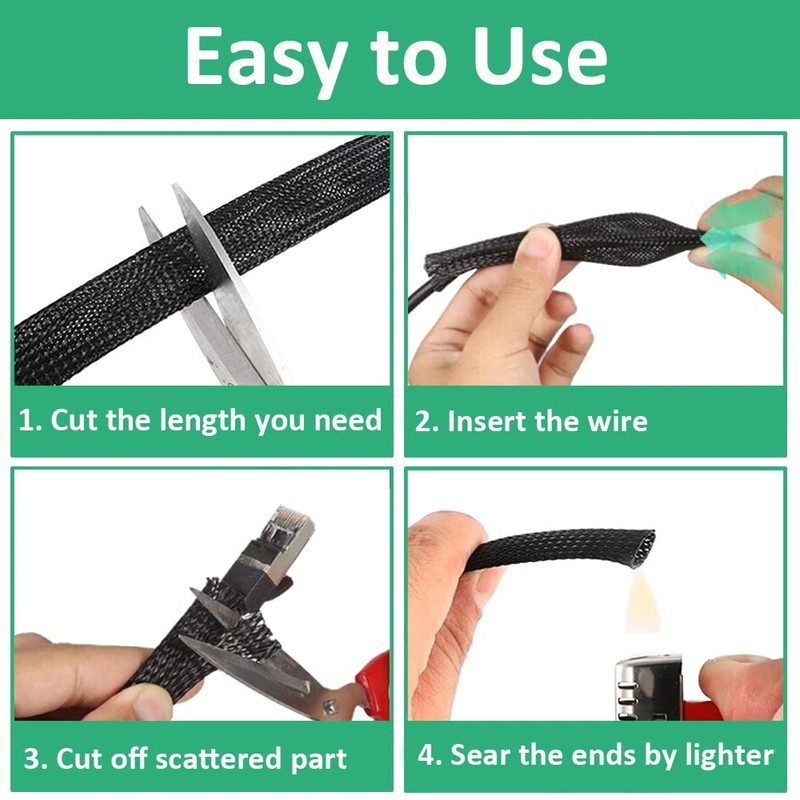 MOCNT 3 mm PET Expandable Braided Cable Tube Flexible Self-Closing
