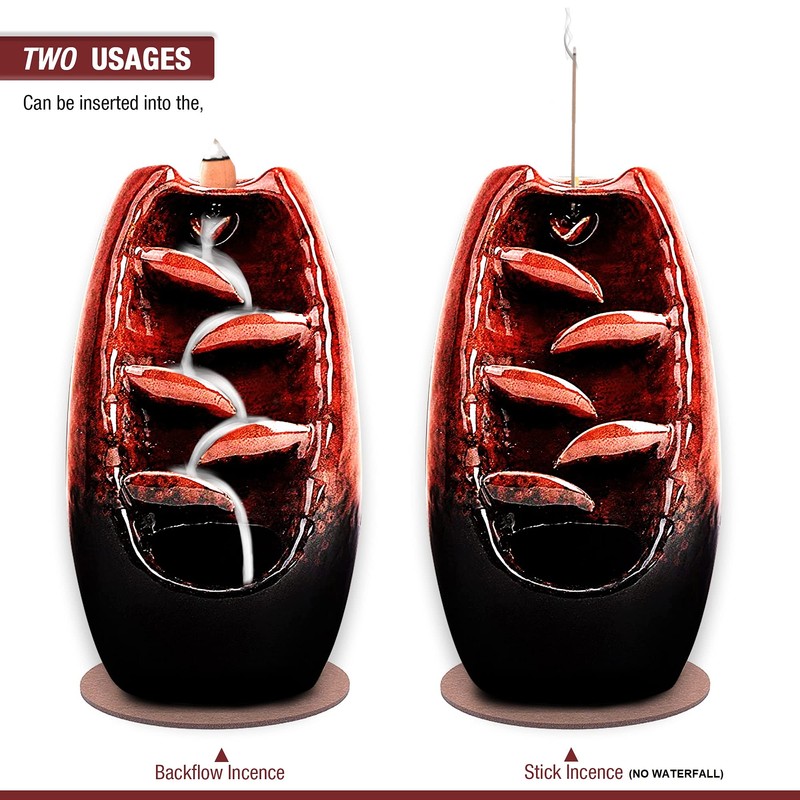 Anbar Backflow Incense Burner with 120 Cones, 30 Sticks, Tongs,
