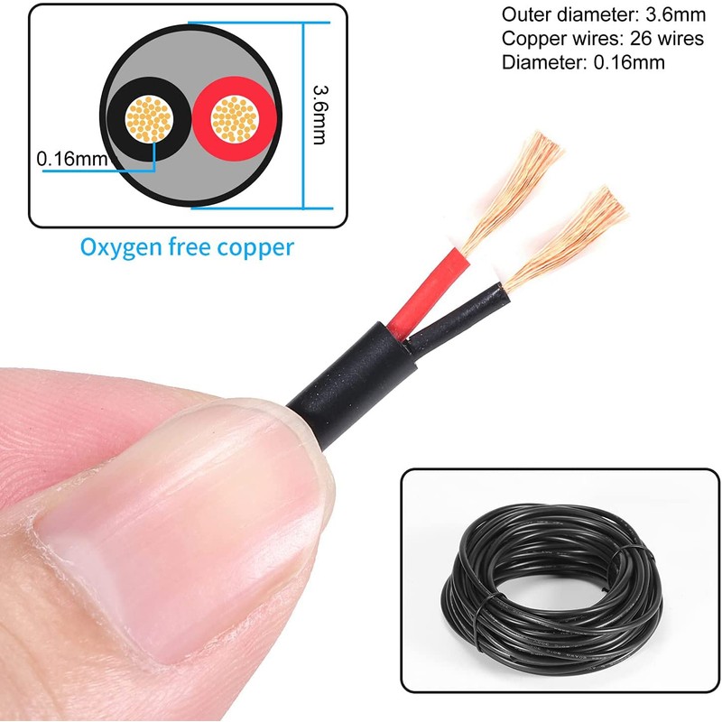 Cable eléctrico de PVC trenzado de calibre 20, cable de