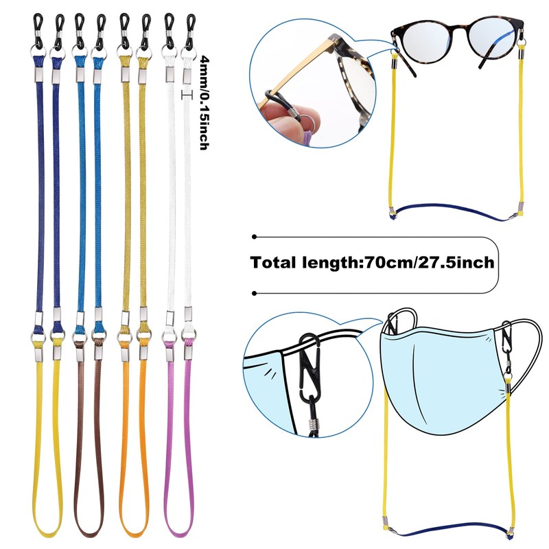 LUCKNIGHT 8 Pack Glasses Chain For Men Women, Sunglasses Lanyard,