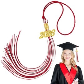 2026 Graduation Tassel Red White Graduation Cap Decorations 2026 Tassel Charm Class of 2026 Tassel 2026 Decorations Graduate Ornament Hat Tassels Cap