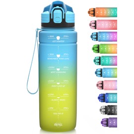 Niggeey Sports Water Bottle 500 ml, 700 ml, 1 L, 1.5 L Water Bottle Children Leak-Proof, BPA-Free Tritan Motivational Water Bottle with Time Marking, Sports Bottle for Children, School, Fitness, Gym